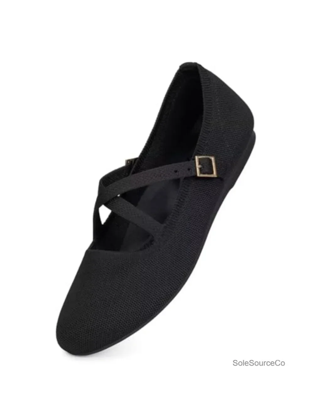 Women's Knit Mary Jane Flats with Adjustable Strap & Arch Support